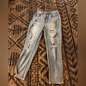 Torn jeans blue mom jeans